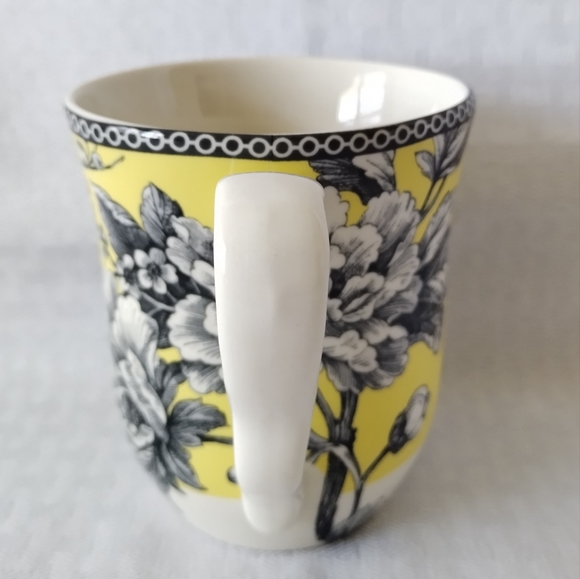 222 Fifth Adelaide Yellow black bird floral coffee tea Mug - Picture 3 of 12